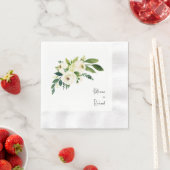 Gepersonaliseerd Script Wit Rose Bruiloft Gecemine Servet (Insitu)