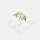 Gepersonaliseerd Script Wit Rose Bruiloft Gecemine Servet (Hoek)