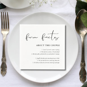 Gepersonaliseerd Script Zwart Wit Wedding Fun Fact Servet