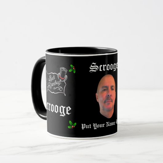 Gepersonaliseerd SCROOGE afbeelding/tekst kerstcad Mok (Voorkant links)