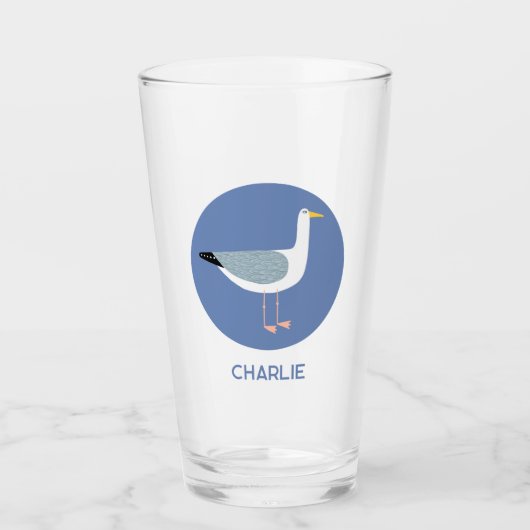 Gepersonaliseerd Seagull Bierglas Glas (Voorkant)