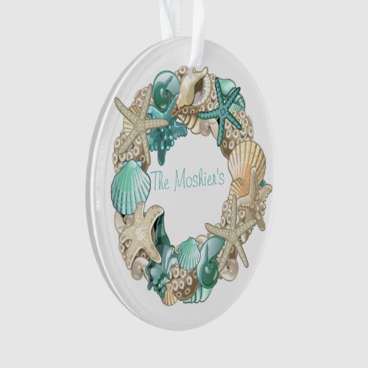 Gepersonaliseerd Seashell Wreath Ornament (voorkant)