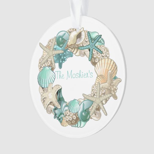 Gepersonaliseerd Seashell Wreath Ornament (voorkant)