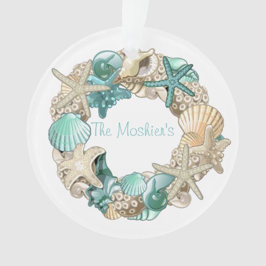 Gepersonaliseerd Seashell Wreath Ornament (voorkant)