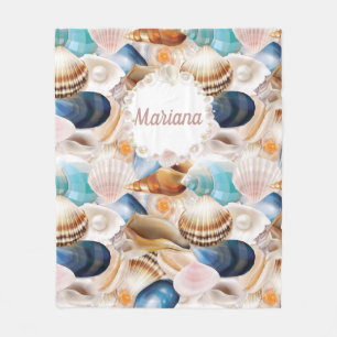Gepersonaliseerd Seashells Patroon Fleece Deken