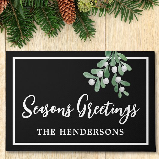 Gepersonaliseerd Seizoenen met zwarte kerst Deurmat
