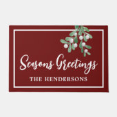 Gepersonaliseerd Seizoenen Vergroeten Maroon Kerst Deurmat (Voorkant)