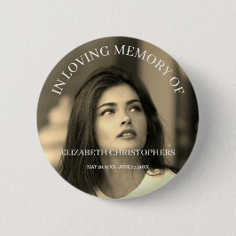 Gepersonaliseerd Sepia Foto Funeral Memorial Butto Ronde Button 5,7 Cm