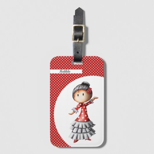 Gepersonaliseerd Sevillana Flamenco Dancer Spaans Bagagelabel (Voorkant (verticaal))