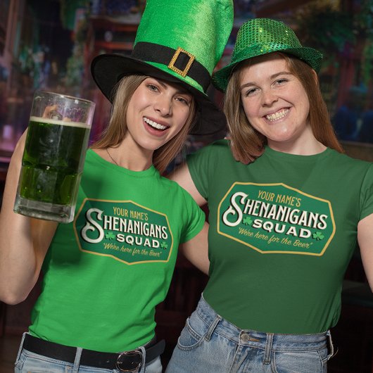 Gepersonaliseerd Shenanigan's Squad Donker T-shirt