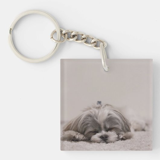 Gepersonaliseerd Shih tzu Sleutelhanger, slaaphond Sleutelhanger (Voorkant)