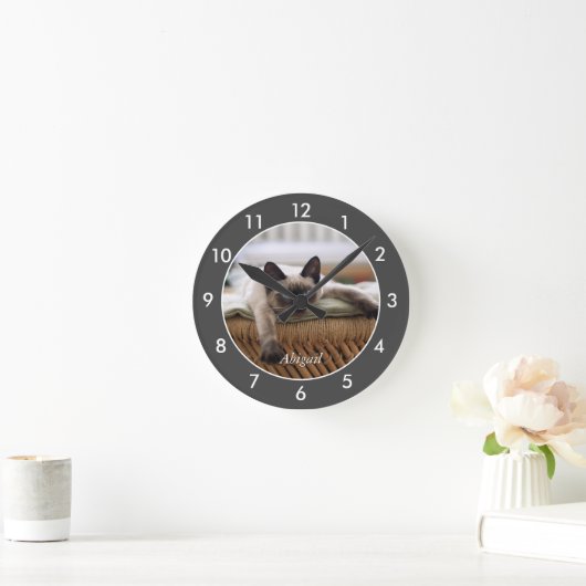 Gepersonaliseerd Siamese Kitten | Kat grote klok (Huis)