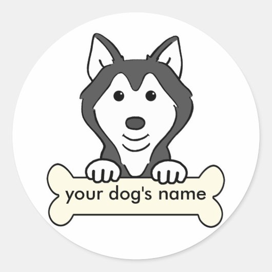 Gepersonaliseerd Siberian Husky Ronde Sticker (Voorkant)