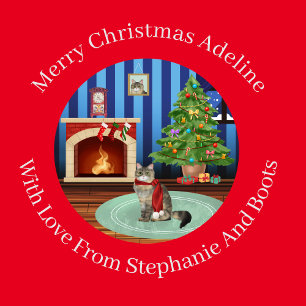 Gepersonaliseerd Siberië Kitty Cat Kerstmis Cadeaupapier