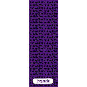 Gepersonaliseerd silhouetpatroon Paarse zwarte kat Yogamat