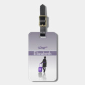 Gepersonaliseerd Silhouette-Bagagelabel voor vrouw Bagagelabel (Voorkant verticaal)