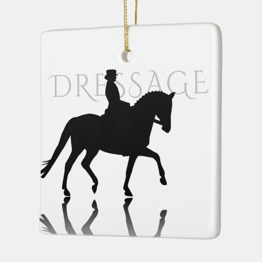Gepersonaliseerd Silhouette Dressage-kerstfeest Keramisch Ornament (Links)