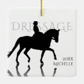 Gepersonaliseerd Silhouette Dressage-kerstfeest Keramisch Ornament (Achterkant)