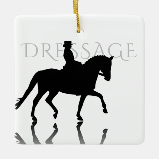 Gepersonaliseerd Silhouette Dressage-kerstfeest Keramisch Ornament (Voorkant)