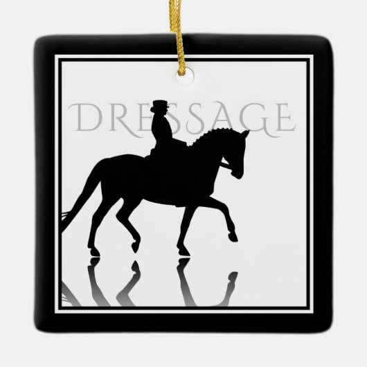 Gepersonaliseerd Silhouette Dressage-kerstfeest Keramisch Ornament (Voorkant)