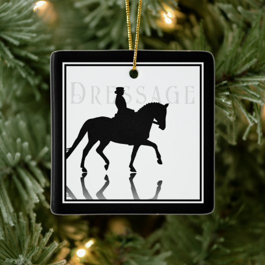 Gepersonaliseerd Silhouette Dressage-kerstfeest Keramisch Ornament (Boom)