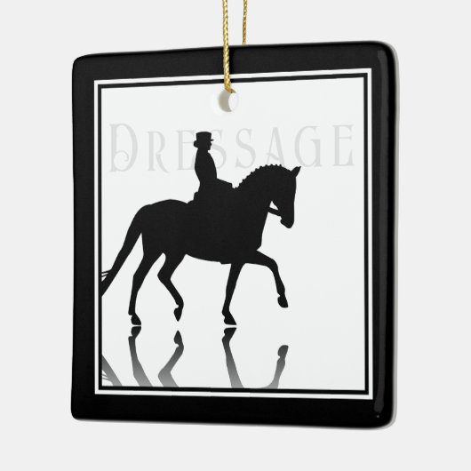 Gepersonaliseerd Silhouette Dressage-kerstfeest Keramisch Ornament (Links)