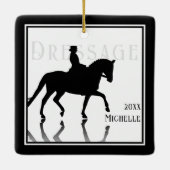 Gepersonaliseerd Silhouette Dressage-kerstfeest Keramisch Ornament (Achterkant)