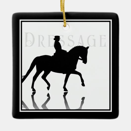 Gepersonaliseerd Silhouette Dressage-kerstfeest Keramisch Ornament (Voorkant)