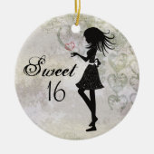 Gepersonaliseerd Silhouette Girl en Hearts Sweet 1 Keramisch Ornament (Voorkant)
