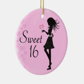 Gepersonaliseerd Silhouette Girl en Hearts Sweet 1 Keramisch Ornament (Rechts)