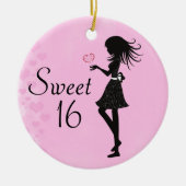 Gepersonaliseerd Silhouette Girl en Hearts Sweet 1 Keramisch Ornament (Voorkant)