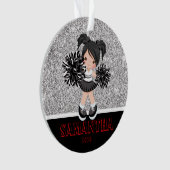 Gepersonaliseerd Silver & Black Cheerleading Ornam Ornament (voorkant)