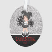 Gepersonaliseerd Silver & Black Cheerleading Ornam Ornament (voorkant)