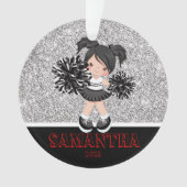 Gepersonaliseerd Silver & Black Cheerleading Ornam Ornament (voorkant)