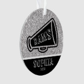 Gepersonaliseerd Silver & Black Cheerleading Ornam Ornament (voorkant)