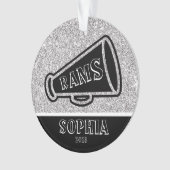 Gepersonaliseerd Silver & Black Cheerleading Ornam Ornament (voorkant)