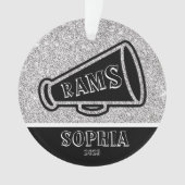 Gepersonaliseerd Silver & Black Cheerleading Ornam Ornament (voorkant)