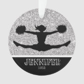 Gepersonaliseerd Silver & Black Cheerleading Ornam Ornament (voorkant)