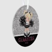 Gepersonaliseerd Silver & Black Cheerleading Ornam Ornament (voorkant)