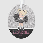 Gepersonaliseerd Silver & Black Cheerleading Ornam Ornament (voorkant)