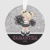 Gepersonaliseerd Silver & Black Cheerleading Ornam Ornament (voorkant)