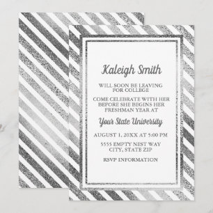 Gepersonaliseerd Silver White College Trunk Party  Kaart