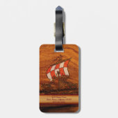 Gepersonaliseerd Simulated Wood Grain Vikings Long Bagagelabel (Achterkant verticaal)