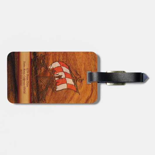Gepersonaliseerd Simulated Wood Grain Vikings Long Bagagelabel (Achterkant horizontaal)
