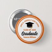 Gepersonaliseerd Sinaasappel Afstuderen 2025 Gradu Ronde Button 5,7 Cm (Voorkant /achterkant)