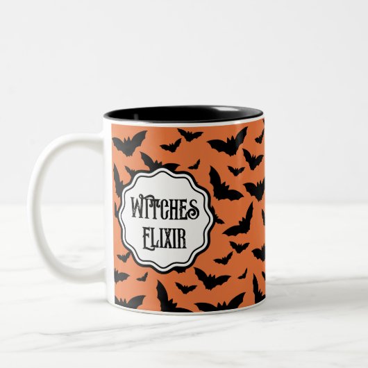 Gepersonaliseerd Sinaasappel Black Bat Witches Eli Tweekleurige Koffiemok (Links)