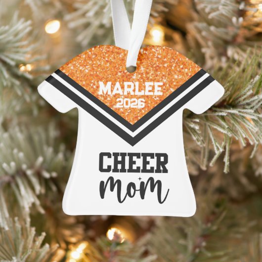 Gepersonaliseerd Sinaasappel & Black Cheer Mom Orn Ornament (Boom)
