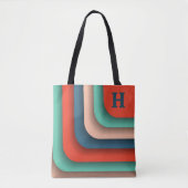 Gepersonaliseerd Sinaasappel, Blauwgroen en blauw Tote Bag (Voorkant)