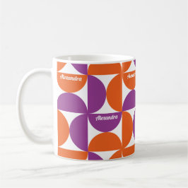 Gepersonaliseerd Sinaasappel en Paarse Mid Century Koffiemok