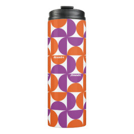 Gepersonaliseerd Sinaasappel en Paarse Mid Century Thermosbeker